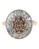 Brown and White Diamond Double Halo Ring